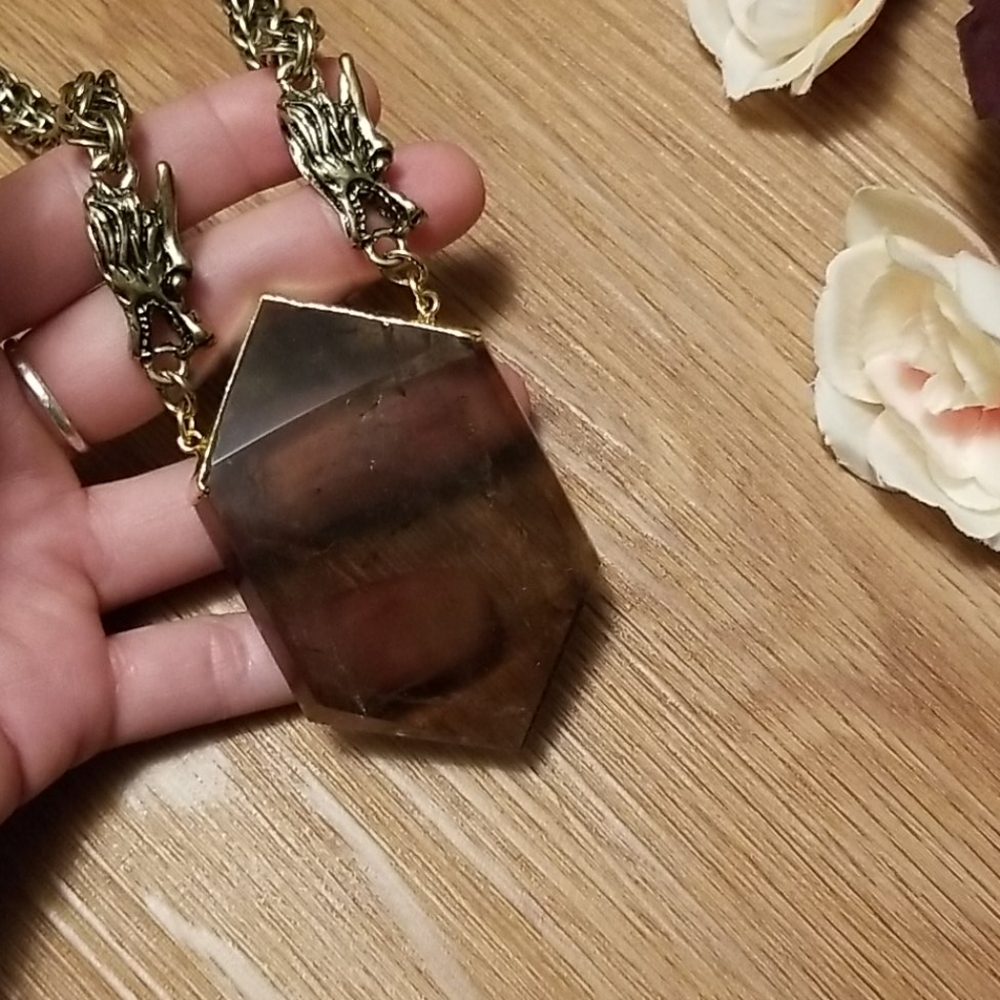 Twin Smoky Dragons necklace by Barbara Pellegrino